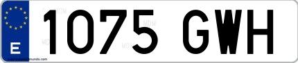 Ejemplo de matrícula española 1075 GWH