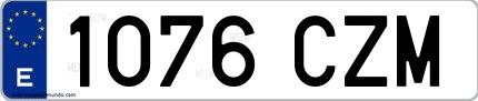 Ejemplo de matrícula española 1076 CZM