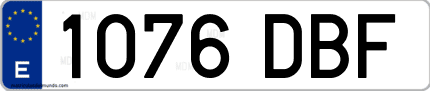 Ejemplo de matrícula de coche ordinaria 1076 DBF