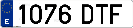 Ejemplo de matrícula de coche ordinaria 1076 DTF