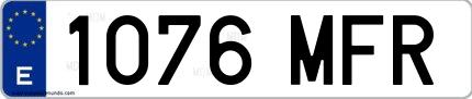 Ejemplo de matrícula española 1076 MFR
