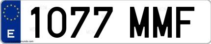 Ejemplo de matrícula española 1077 MMF