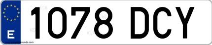 Ejemplo de matrícula española 1078 DCY
