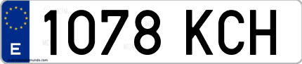 Ejemplo de matrícula de coche ordinaria 1078 KCH