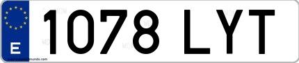 Ejemplo de matrícula española 1078 LYT