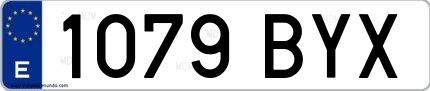Ejemplo de matrícula española 1079 BYX
