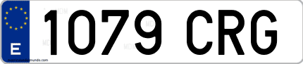 Ejemplo de matrícula de coche ordinaria 1079 CRG