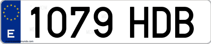 Ejemplo de matrícula de coche ordinaria 1079 HDB