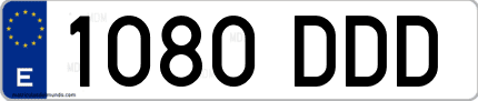 Ejemplo de matrícula de coche ordinaria 1080 DDD