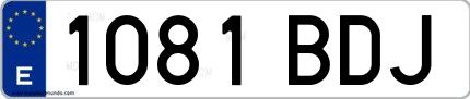 Ejemplo de matrícula española 1081 BDJ