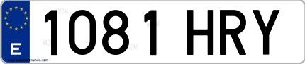 Ejemplo de matrícula española 1081 HRY