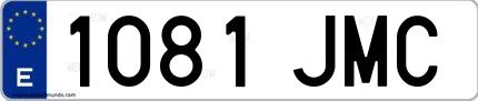Ejemplo de matrícula española 1081 JMC