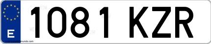 Ejemplo de matrícula española 1081 KZR