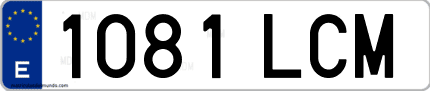 Ejemplo de matrícula de coche ordinaria 1081 LCM