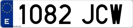 Ejemplo de matrícula española 1082 JCW