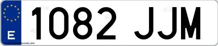 Ejemplo de matrícula española 1082 JJM