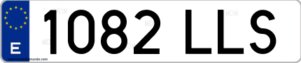 Ejemplo de matrícula de coche ordinaria 1082 LLS