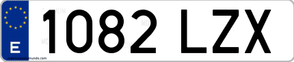Ejemplo de matrícula de coche ordinaria 1082 LZX