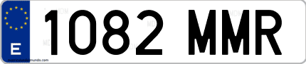 Ejemplo de matrícula de coche ordinaria 1082 MMR