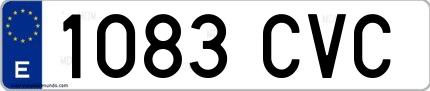 Ejemplo de matrícula española 1083 CVC