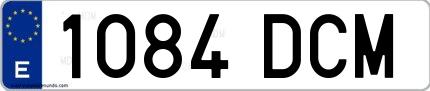 Ejemplo de matrícula española 1084 DCM