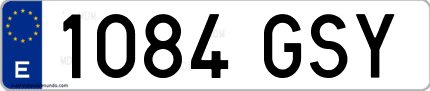Ejemplo de matrícula de coche ordinaria 1084 GSY