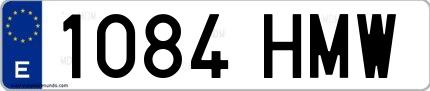 Ejemplo de matrícula española 1084 HMW