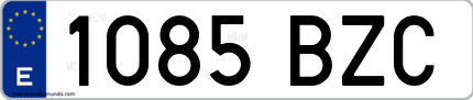 Ejemplo de matrícula de coche ordinaria 1085 BZC
