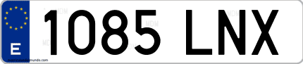 Ejemplo de matrícula de coche ordinaria 1085 LNX
