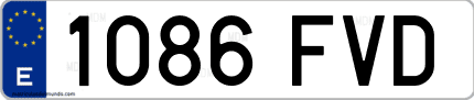 Ejemplo de matrícula de coche ordinaria 1086 FVD