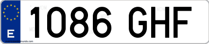 Ejemplo de matrícula de coche ordinaria 1086 GHF