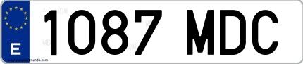 Ejemplo de matrícula española 1087 MDC
