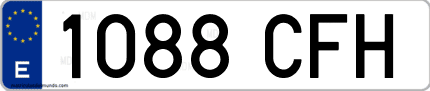 Ejemplo de matrícula de coche ordinaria 1088 CFH