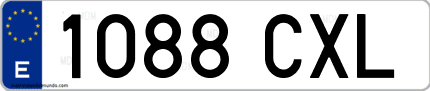 Ejemplo de matrícula de coche ordinaria 1088 CXL