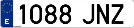 Ejemplo de matrícula española 1088 JNZ