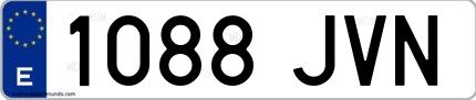 Ejemplo de matrícula española 1088 JVN