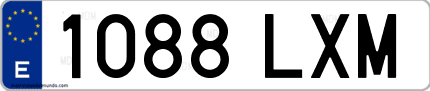 Ejemplo de matrícula de coche ordinaria 1088 LXM
