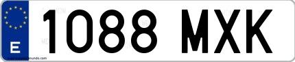 Ejemplo de matrícula española 1088 MXK