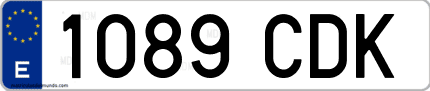 Ejemplo de matrícula de coche ordinaria 1089 CDK
