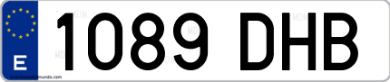 Ejemplo de matrícula de coche ordinaria 1089 DHB