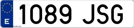 Ejemplo de matrícula española 1089 JSG