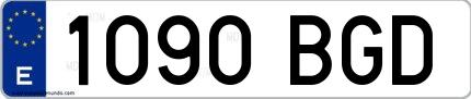 Ejemplo de matrícula española 1090 BGD