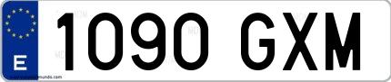 Ejemplo de matrícula española 1090 GXM