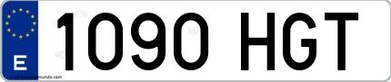 Ejemplo de matrícula española 1090 HGT