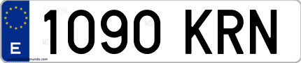 Ejemplo de matrícula de coche ordinaria 1090 KRN
