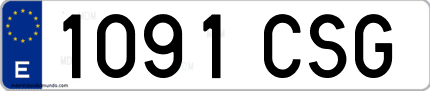 Ejemplo de matrícula de coche ordinaria 1091 CSG