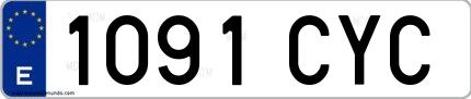 Ejemplo de matrícula española 1091 CYC