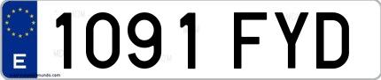 Ejemplo de matrícula española 1091 FYD