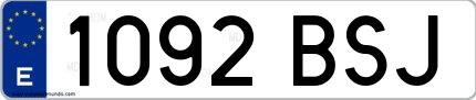 Ejemplo de matrícula española 1092 BSJ