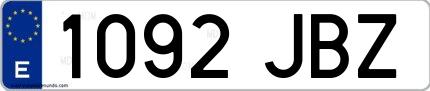 Ejemplo de matrícula española 1092 JBZ